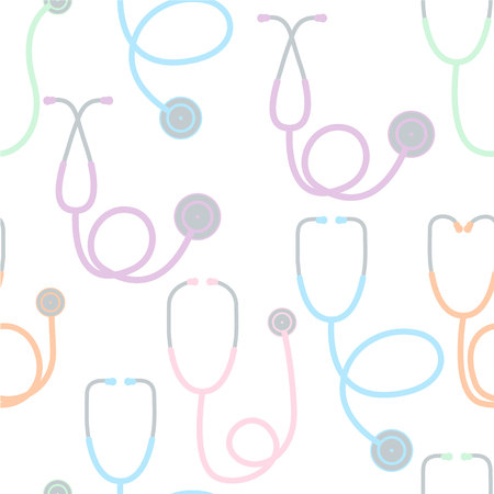 pattern with stethoscope icon. pastel colorのイラスト素材