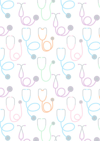 pattern with stethoscope icon. pastel colorのイラスト素材