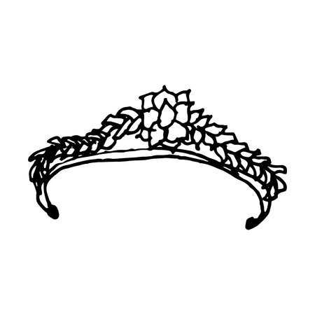 Hand drawn doodle of crown.Perfect for invitation, greeting card, coloring book, textile print.のイラスト素材