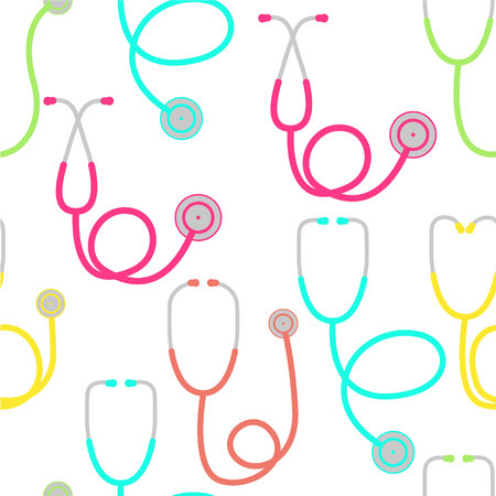 pattern with stethoscope icon on white backgroundのイラスト素材
