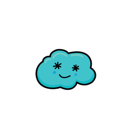 cute cloud kawaii face vector illustration design. Smiling Cloud Isolated On White Backgroundのイラスト素材