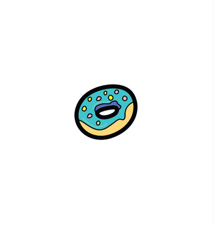 tasty iced donut. Flat style illustration in bright colorのイラスト素材