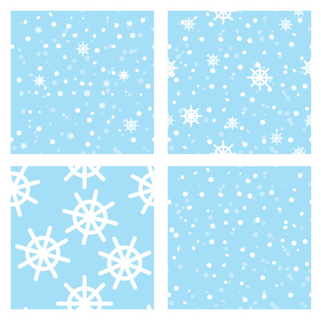 set pattern with snowflakes and snow on blue background.のイラスト素材