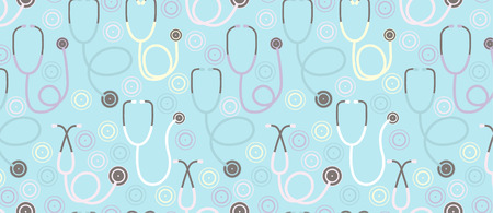 pattern with stethoscope icon and circles on blue backgroundのイラスト素材