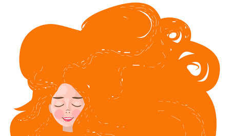 miling young girl with long flowing red hairのイラスト素材