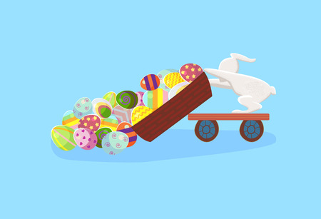 bunny pours eggs out of the basket.のイラスト素材