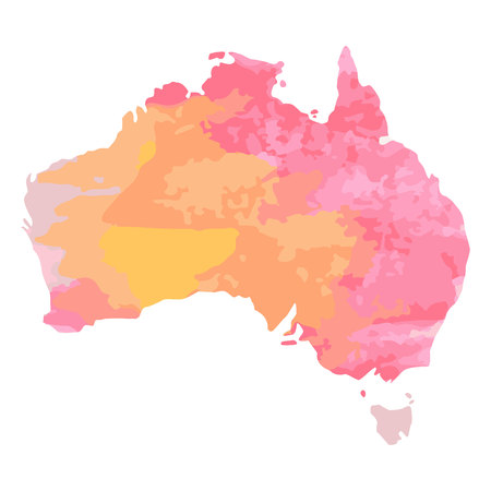 hand drawn watercolor map of Australia isolated on white.のイラスト素材