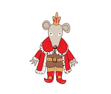 Mouse King Christmas cartoon illustration. Vector illustration isolated on white background.のイラスト素材