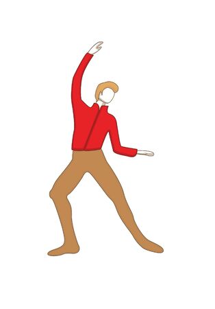 man ballet dancer dressed in yellow tights and pointe making a dance elementのイラスト素材