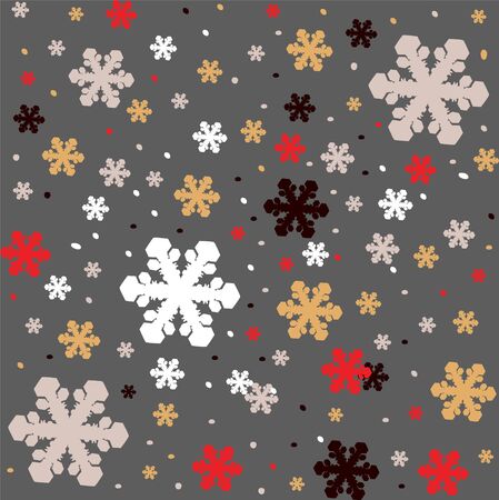 Christmas pattern of big and small snowflakes, multicoloredのイラスト素材
