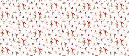 pattern with ballet dancers in motion. flat style.のイラスト素材