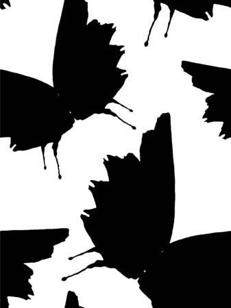 Black butterflies pattern. Cute butterfly seamless patternのイラスト素材