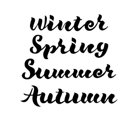 nk hand drawn spring, summer, autumn, winter lettering. Handwritten calligraphy with phrase Winter, Spring, Summer Autumnのイラスト素材