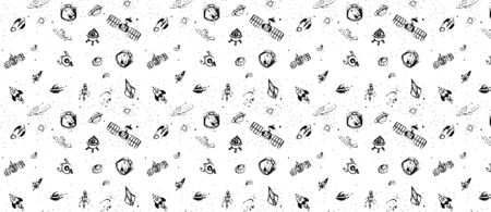 Hand drawn vector pattern with set of space