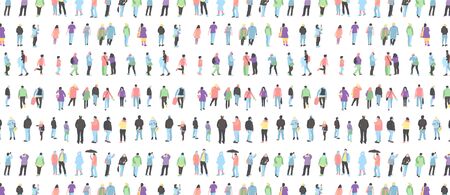 crowd of people in white medical face mask. Concept of coronavirus quarantine vector illustration.