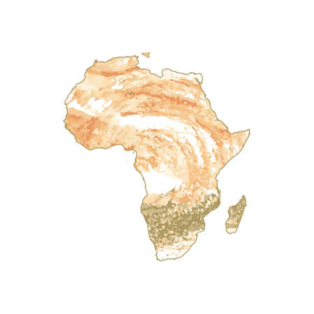 Vector map Africa. Isolated vector Illustration. Orange watercolor effect.のイラスト素材
