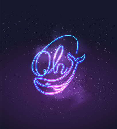 Oh Whale Funny Saying Pun of Oh Well on dark skyのイラスト素材