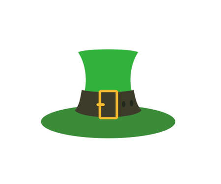 st. patrick green irish hat party lucky decoration icon vector illustration.のイラスト素材