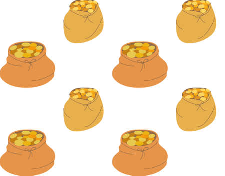 Money bag and gold coins vector icon with dollar sign. color and Background. Gift and decorative element. vector illustrationのイラスト素材