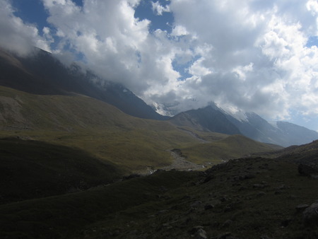 A group of mountains under skyの写真素材