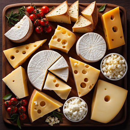 Various types of cheese. generative aiの素材