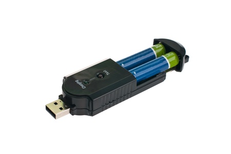 battery charger for the shot on a white backgroundの写真素材