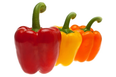 Fresh peppers are taken on a white background.の写真素材