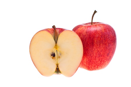 Red apple photographed on a white background の写真素材