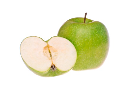 green apple shot on a white backgroundの写真素材