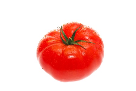 Tomato shot in the studio on a white background の写真素材