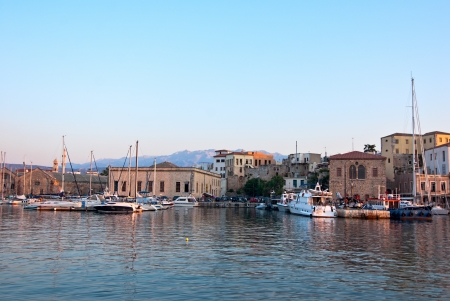 Chania on a summer evening at sunset の写真素材