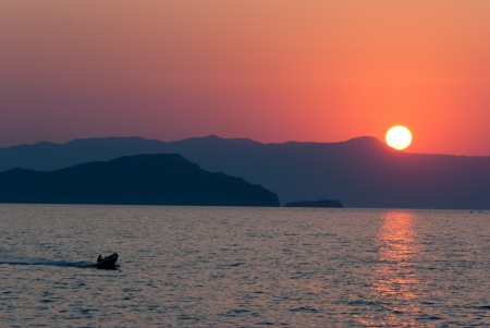 Sunset on the island of Crete  Chania の写真素材