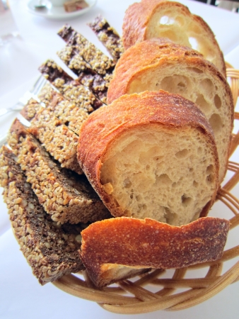 Sliced   bread for dinner  Focus on the foreground の写真素材