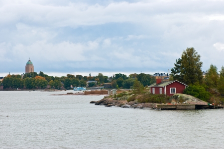 View of the fortress Suomenlinna from the sea の写真素材
