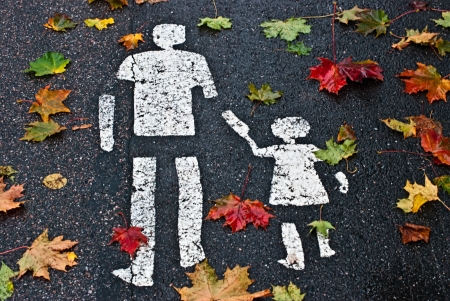 Autumn leaves on the footpath.の写真素材