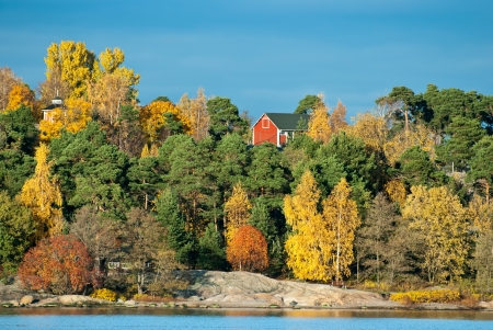 Autumn landscape. Shot at sunset in Helsinki. Finland.の写真素材