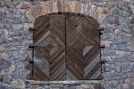 Wooden door in the wall. Suomenlinna. Finland.の写真素材
