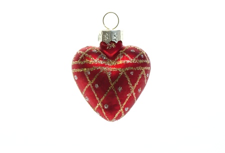 Christmas Toy red heart isolated on white background の写真素材