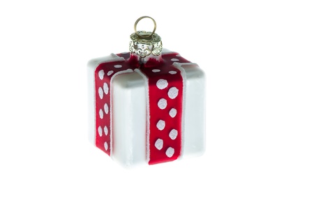 White Christmas tree toy isolated on white background の写真素材