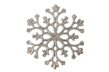 Christmas snowflake silver color shot on a white background の写真素材
