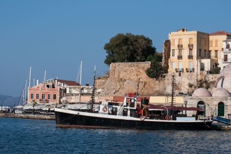 Old Venetian harbor in Chania  Crete, Greeceの写真素材