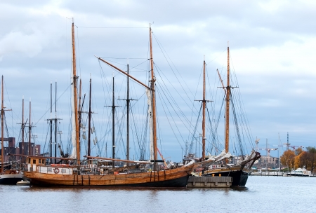 Ships on the waterfront in central Helsinki  Finland の写真素材