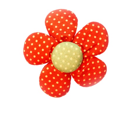 Fabric flower red color isolated on white background の写真素材