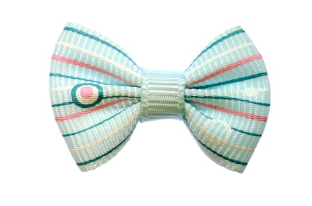 Festive fabric bow isolated on white background の写真素材