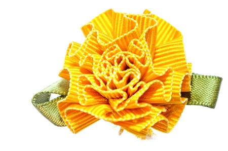 Fabric yellow flower isolated on white background の写真素材