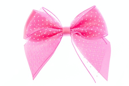  pink ribbon bow isolated on white background の写真素材