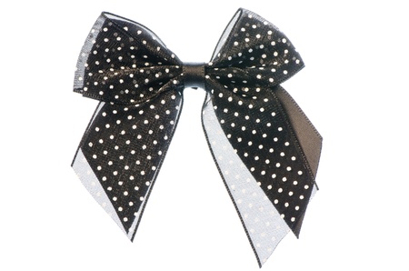 black ribbon bow isolated on white backgroundの写真素材