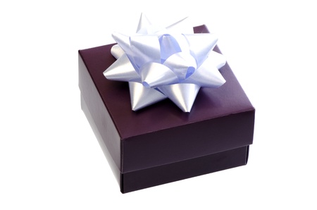 Gift box with bow isolated on white background の写真素材