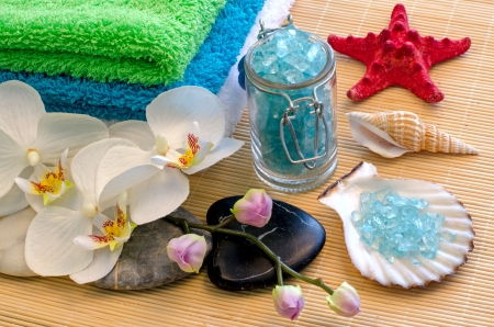 Spa concept with zen stones and orchid  Thailand の写真素材