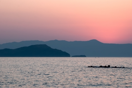 Sunset on the island of Crete  Chania の写真素材
